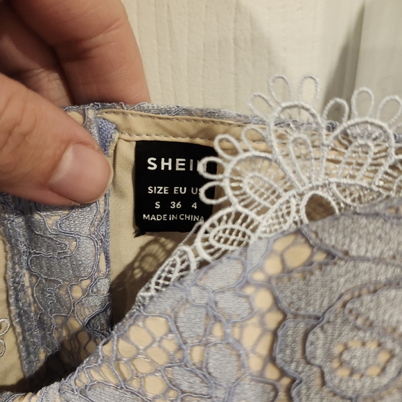 SHEIN | Blue Puff Sleeve Crop Blouse Small - Picture 5 of 6